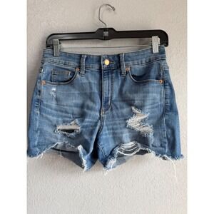Universal Thread Woman's Distressed Jean Shorts Blue Size 4 Raw Hem Stretch